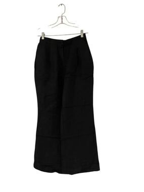 Oysho Womens Linen Blend Wide Leg Pants cropped Size S Black 0317/193 NWT